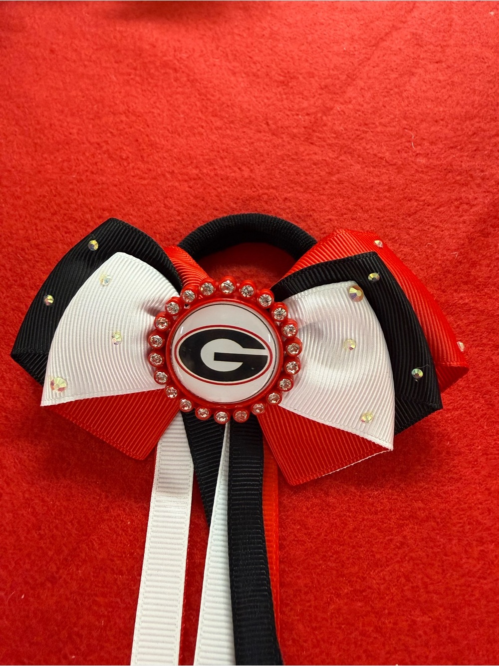 Georgia Red Black White Bow Hair Tie